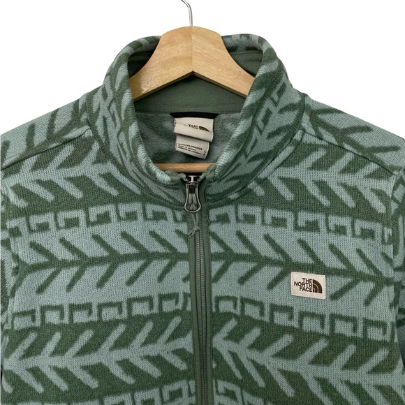 [L] NORTH FACE Crescent Fair Isle 1/4 Zip Fleece Pullover Green Women’s Large - Picture 4 of 7